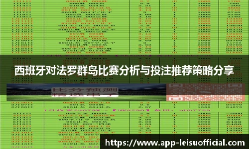西班牙对法罗群岛比赛分析与投注推荐策略分享